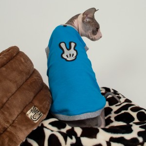 Майка для кота та кішки Style Pets✌ «victory hand» блакитна Майка для кота та кішки Style Pets✌ «victory hand» блакитна