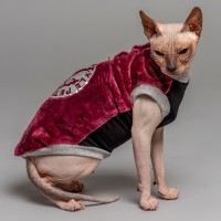 Тепла кофта без рукава для кота та кішки Style Pets FaceSPM з махрової тканини колір марсала Тепла кофта без рукава для кота та кішки Style Pets FaceSPM з махрової тканини колір марсала