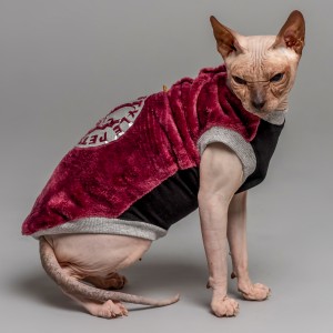 Тепла кофта без рукава для кота та кішки Style Pets FaceSPM з махрової тканини колір марсала Тепла кофта без рукава для кота та кішки Style Pets FaceSPM з махрової тканини колір марсала
